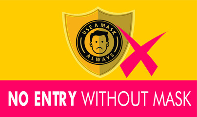 EPS  10  No Entry Without Face Mask or Wear a Mask Icon. Vector Image.