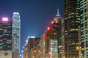 Skyline of midtown of Hong Kong city at night