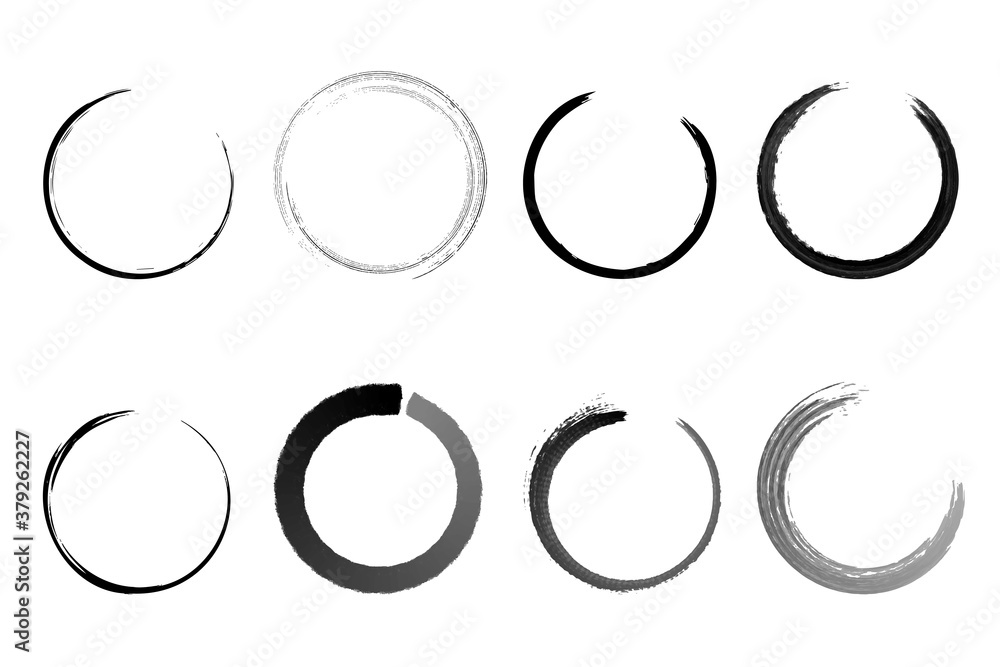 Poster set of doodle circles lines sketch hand drawn. circular scribble isolated on the white background ve