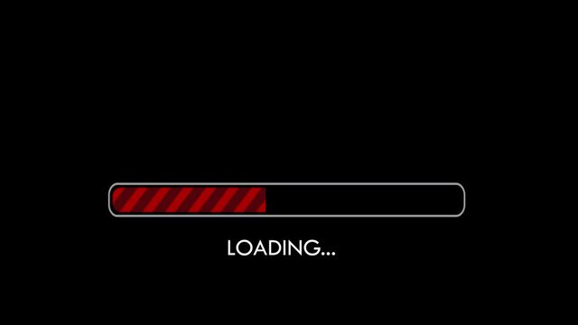 2D motion. Full download bar with loading message flashing while waiting.