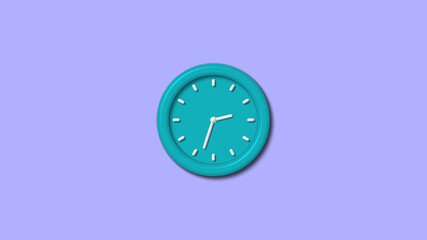 New cyan color 3d wall clock on blue light background,wall clock