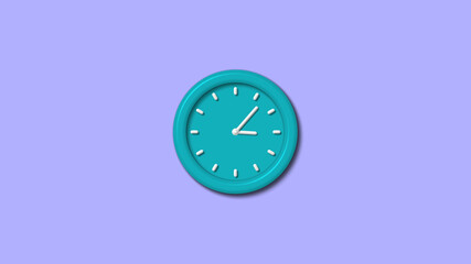 New cyan color 3d wall clock on blue light background,wall clock