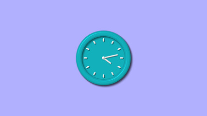 New cyan color 3d wall clock on blue light background,wall clock
