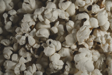 macro close up of pop corns, selective focus