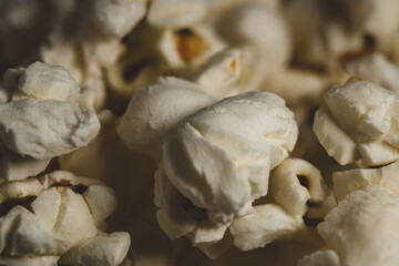 macro close up of pop corns, selective focus