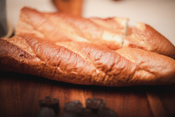 Bread and dessert placed in the coffee cafe
