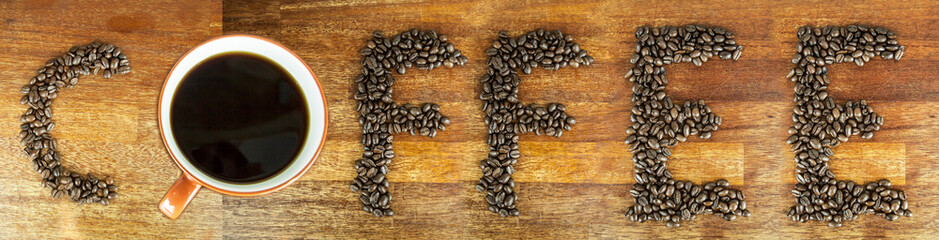 coffee beans and cup