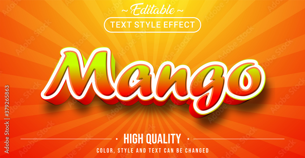 Aufkleber Editable text style effect - Mango theme style.