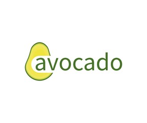 Avocado eating text Logo Concept. Vector Design Illustration. Symbol and Icon Vector Template.