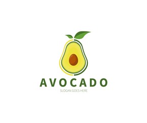 Avocado cut in half simple logo. Vector Design Illustration. Symbol and Icon Vector Template.