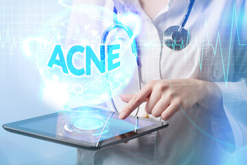Acne diagnosis medical and healthcare concept. Modern medicine.