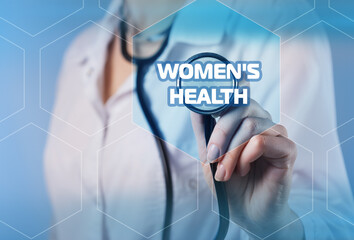 Women's health. Medical Healthcare concept on virtual screen.
