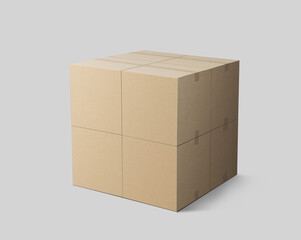 Stack of packages cardboard box mockup