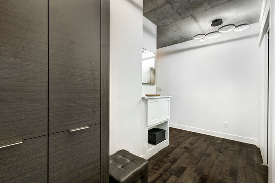 Real estate photography - Beautiful modern apartment in an apartment building with bathroom, kitchen, swimming pool