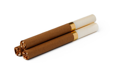 Bunch of cigarettes isolated on white background