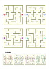 Four easy mazes for kids templates
