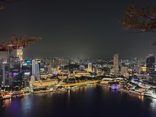Naklejka premium Amazing city view at night in Singapore