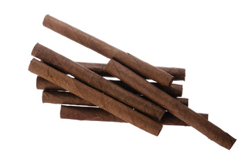 Hand rolled cigars isolated on white background
