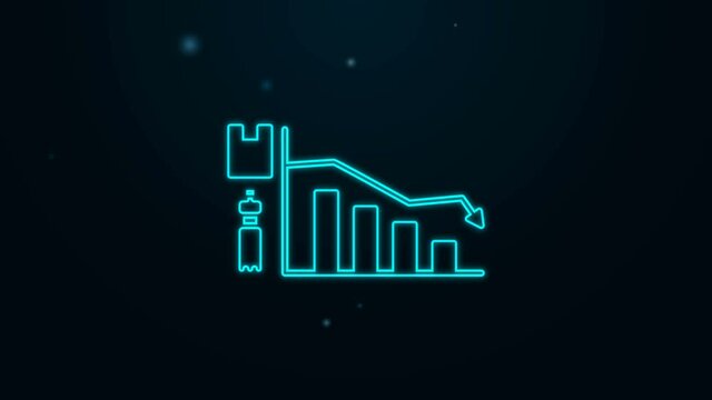 Glowing neon line Ecology infographic icon isolated on black background. 4K Video motion graphic animation
