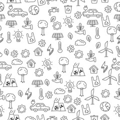 Ecology doodle seamless pattern with black color suitable for background or wallpaper 