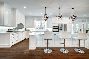 Real estate photography - New big luxury modern house in Montreal's suburb partially furnished with...
