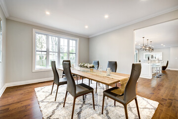 Real estate photography - New big luxury modern house in Montreal's suburb partially furnished with backyard, empty rooms, closets, basement and garage