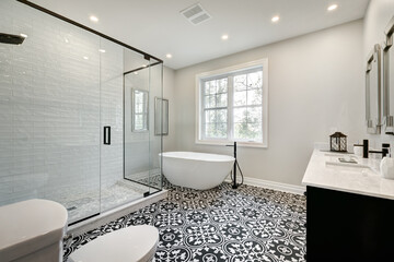 Real estate photography - New big luxury modern house in Montreal's suburb partially furnished with...
