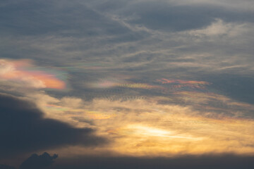 View of the Iridescent clouds in the sky