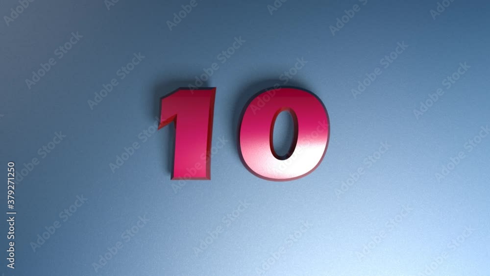 Poster the number 10 is on a blue glossy surface and two horizontal bars go from one side to the other and 