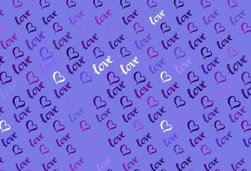 Obraz premium Light Purple, Pink vector background with hearts.