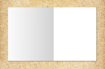 white paper on wood table background
