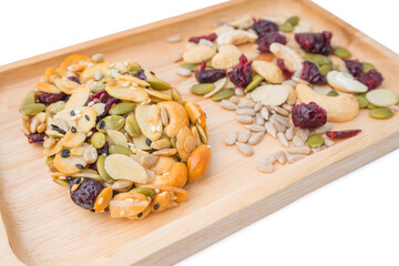 Cashew nut, Almond, Pumpkin seeds and Sunflower seed ingredient  for Homemade Grains cookies of healthy multigrain food.