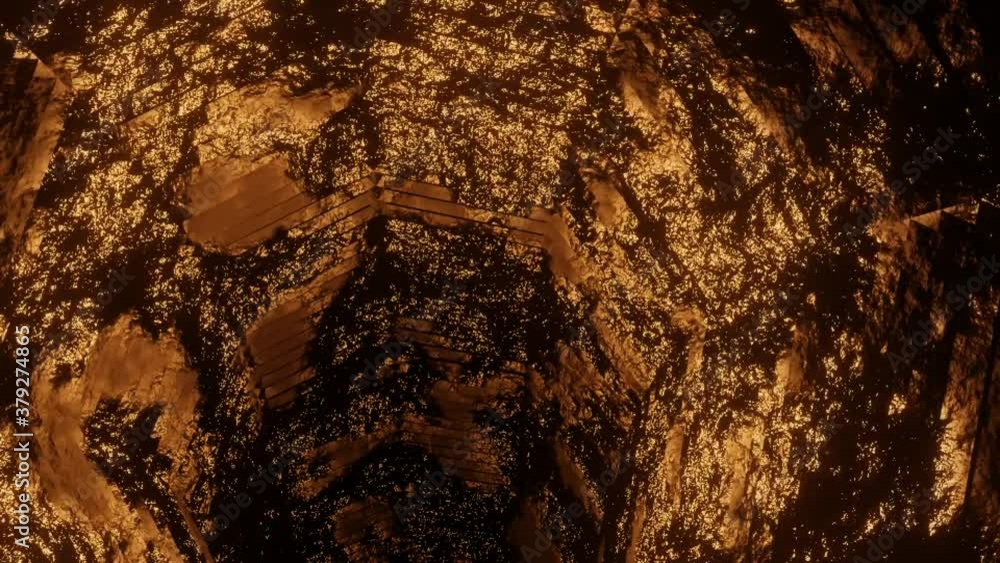 Poster 4k video animation of forward-moving inside a tunnel or cave, which has beautiful hard rough texture