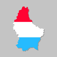 Luxembourg national flag on the map. High detailed Luxembourg map with flag inside. European country borders vector illustration on light gray background
