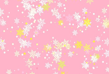 Light Green, Red vector layout with bright snowflakes.