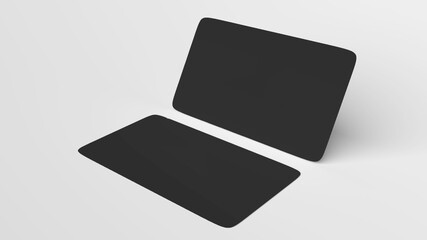 Two sided black business card mockup. 3d rendering.