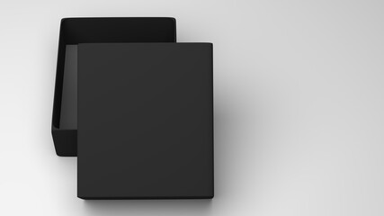 Realistic Black box mockup for your design and logo. 3d rendering.