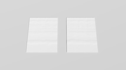 Wrinkled poster template set. Glued paper. Realistic wet wrinkled posters mockup