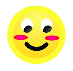 High quality, shy smiley isolated on white background. Popular chat elements. A popular smiley.