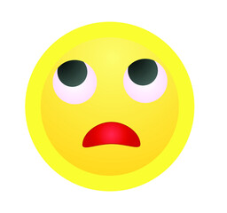 High quality, upset, embarrassed smiley isolated on white background. Popular chat elements. A popular smiley.