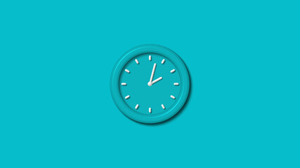 Beautiful 3d wall clock isolated on cyan background,3d wall clock 