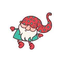 Cute gnome or old elf cartoon character flat vector illustration isolated.