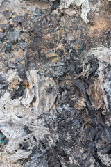 Ash resulting from incineration with aluminum foil mixed