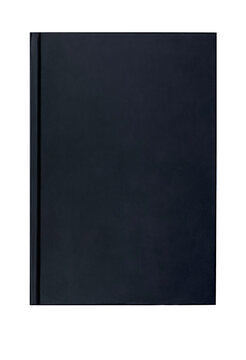 Black leather book on a white background, from photograph