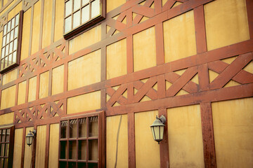 Vintage wooden house wall background