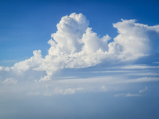 Naklejka na ściany i meble Airplane view, see clouds in the sky
