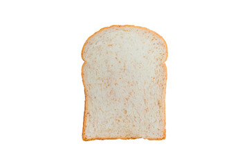 Above view of slice fresh whole wheat bread isolated on white background. Top view of baked bun.