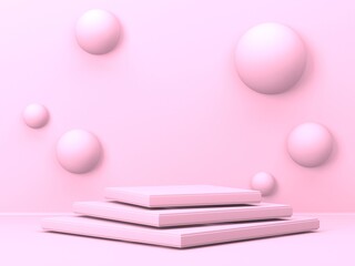 Empty showcase for cosmetic product presentation. Minimal scene