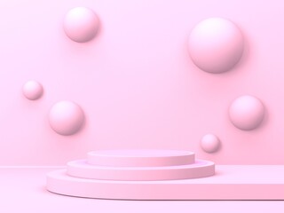 Empty showcase for cosmetic product presentation. Minimal scene