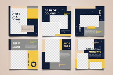 Fashion sales for social media post templates. Vector illustration.